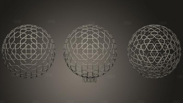 Spherical tiling 6 stl model for CNC